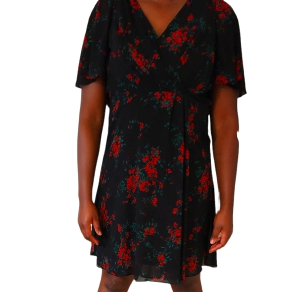 Nwt Lauren Ralph Lauren Floral Flutter-Sleeves Dress Size 2 - Picture 13 of 16